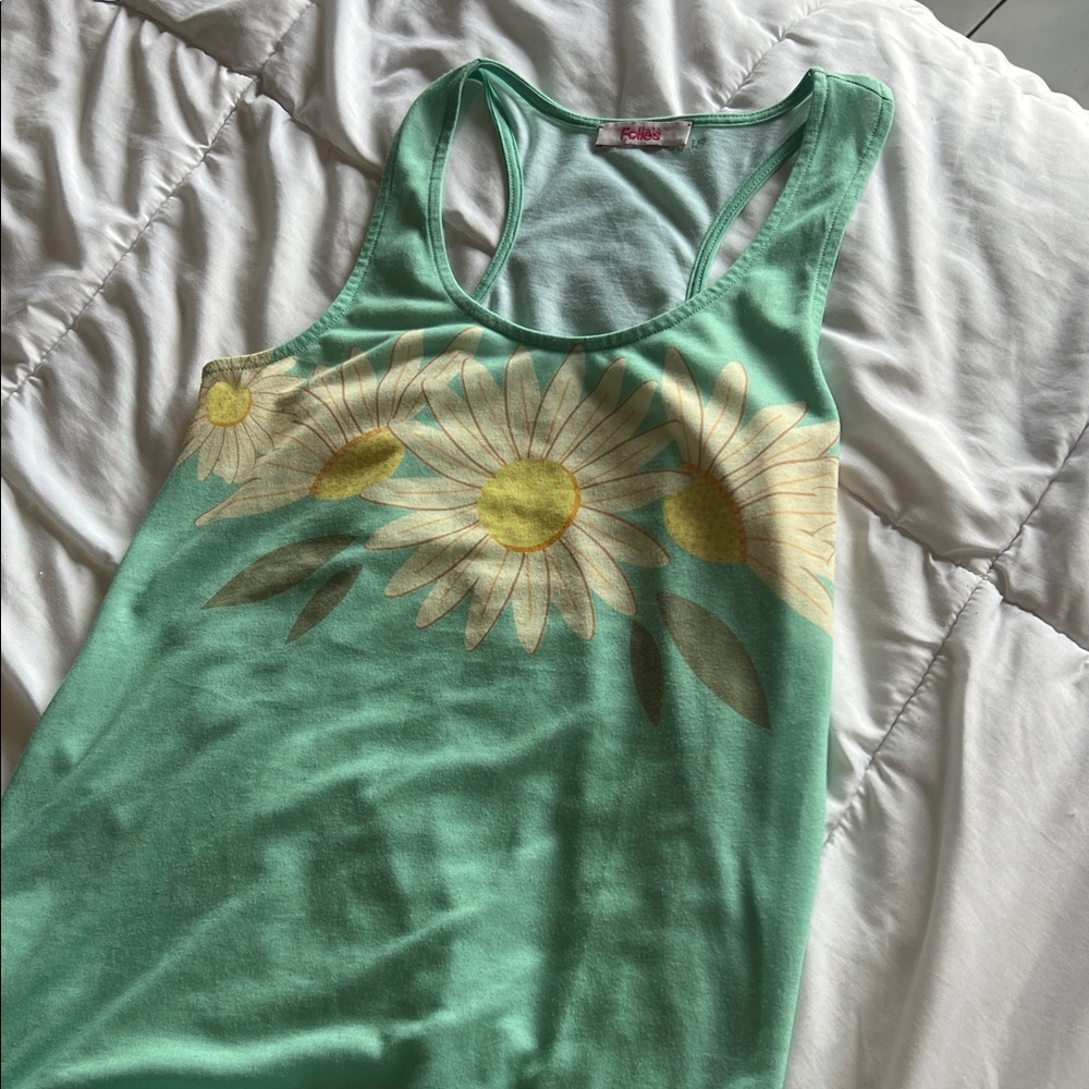 Blugirl folies Daisy Print Mint Green Tank Top size 8